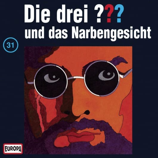 Tonie-Figur und das Narbengesicht aus der Serie Die drei ???