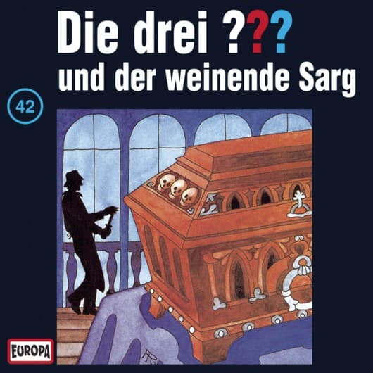 Tonie-Figur und der weinende Sarg aus der Serie Die drei ???