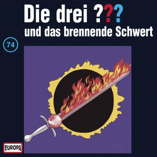 Tonie-Figur und das brennende Schwert aus der Serie Die drei ???