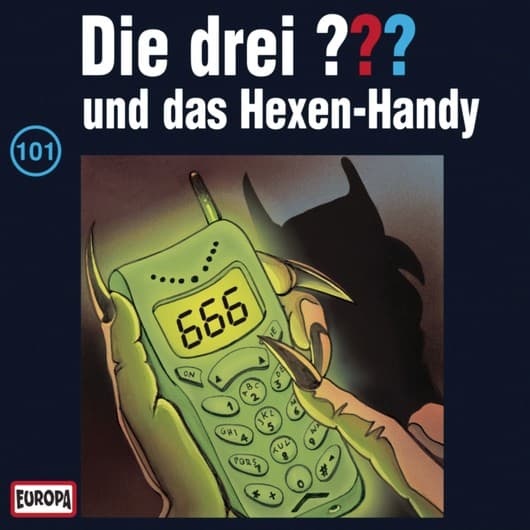 Tonie-Figur und das Hexen-Handy aus der Serie Die drei ???