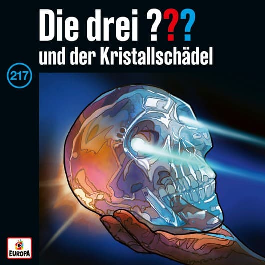 Tonie-Figur und der Kristallschädel aus der Serie Die drei ???